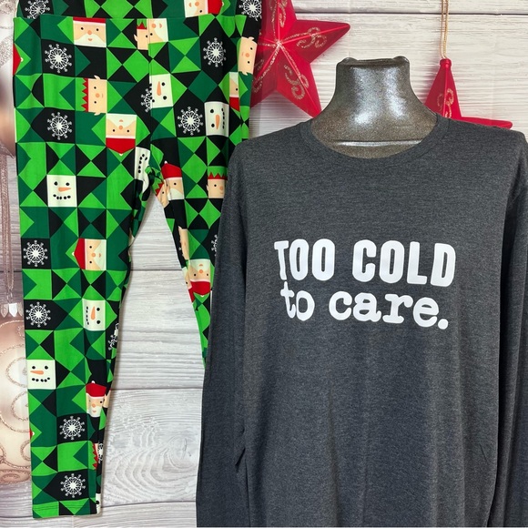 Bella & Canvas 2XL long sleeve top with LuLaRoe TC2 Christmas leggings - Picture 3 of 12
